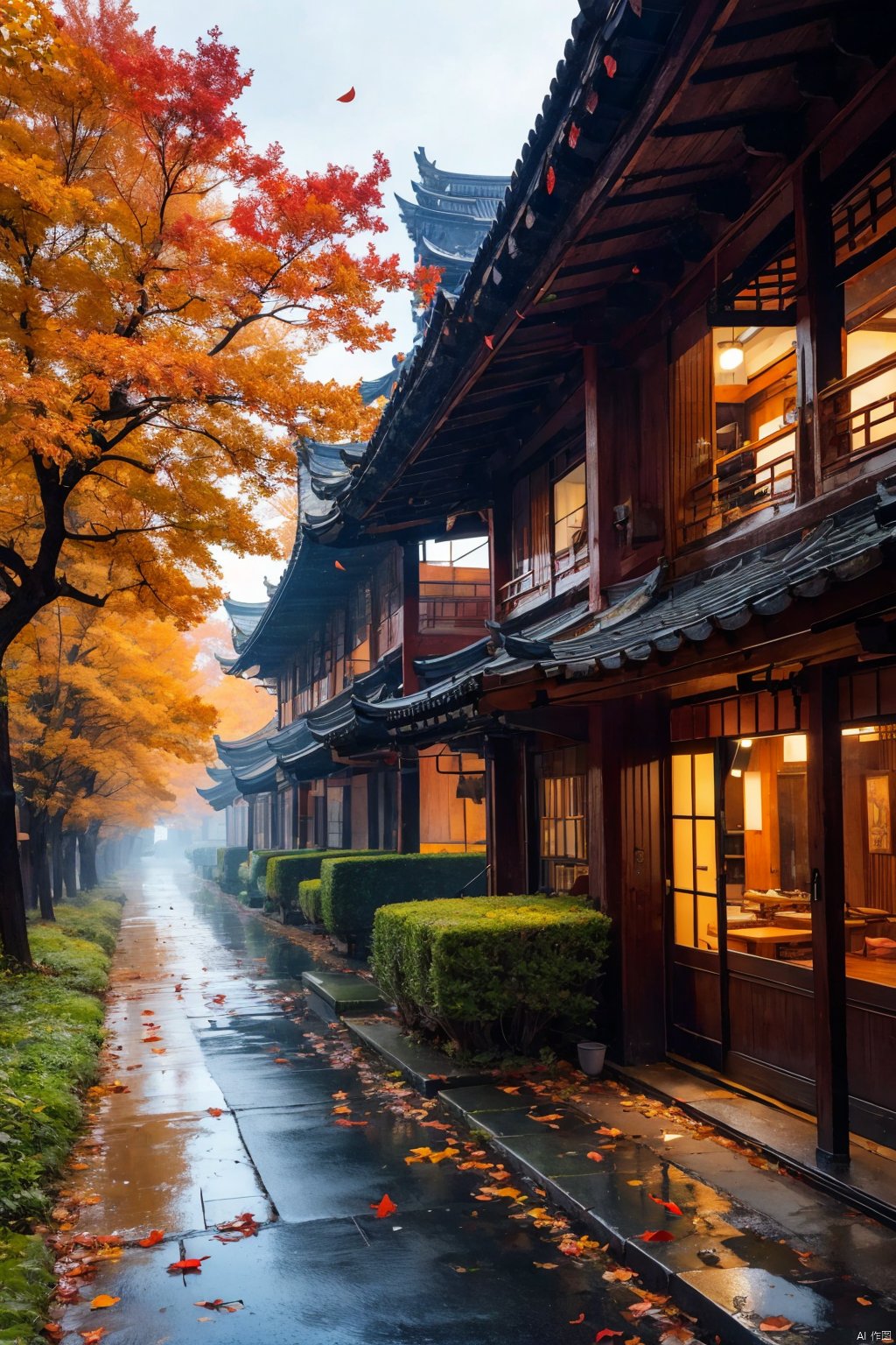 outdoors
￼
day
￼
tree
￼
no humans
￼
leaf
￼
building
￼
scenery
￼
road
￼
autumn leaves
￼
architecture
￼
east asian architecture
￼
autumn
￼
￼
