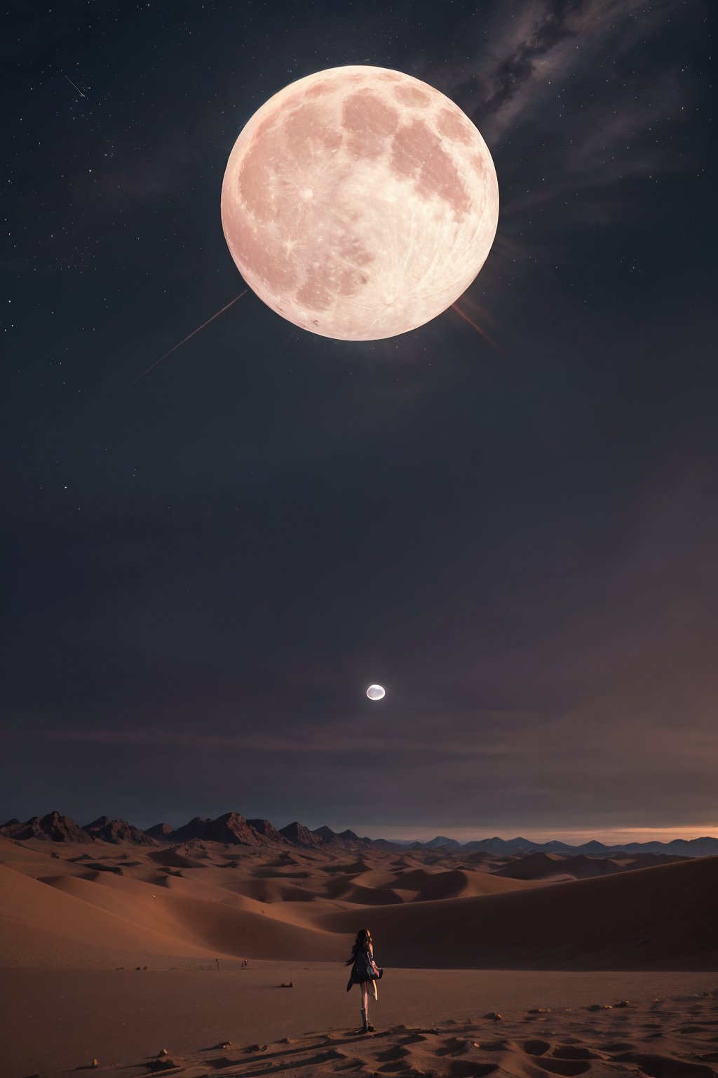 sky_moon,sky,full moon,scenery,desert,star,more detail XL,xxmixgirl,1girl,((masterpiece)), (((best quality))), ((ultra-detailed)), (Amazing:1.1),