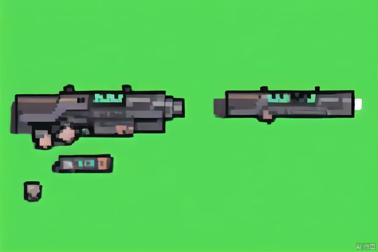  Weapons, firearms, simple background, green background, firing,simple background, Pixels, no human,Green background, pixel, gun, boox,no humans, CUXIAN