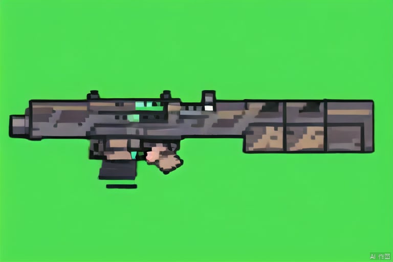  Weapons, firearms, simple background, green background, firing,simple background, Pixels, no human,Green background, pixel, gun, boox,no humans, CUXIAN