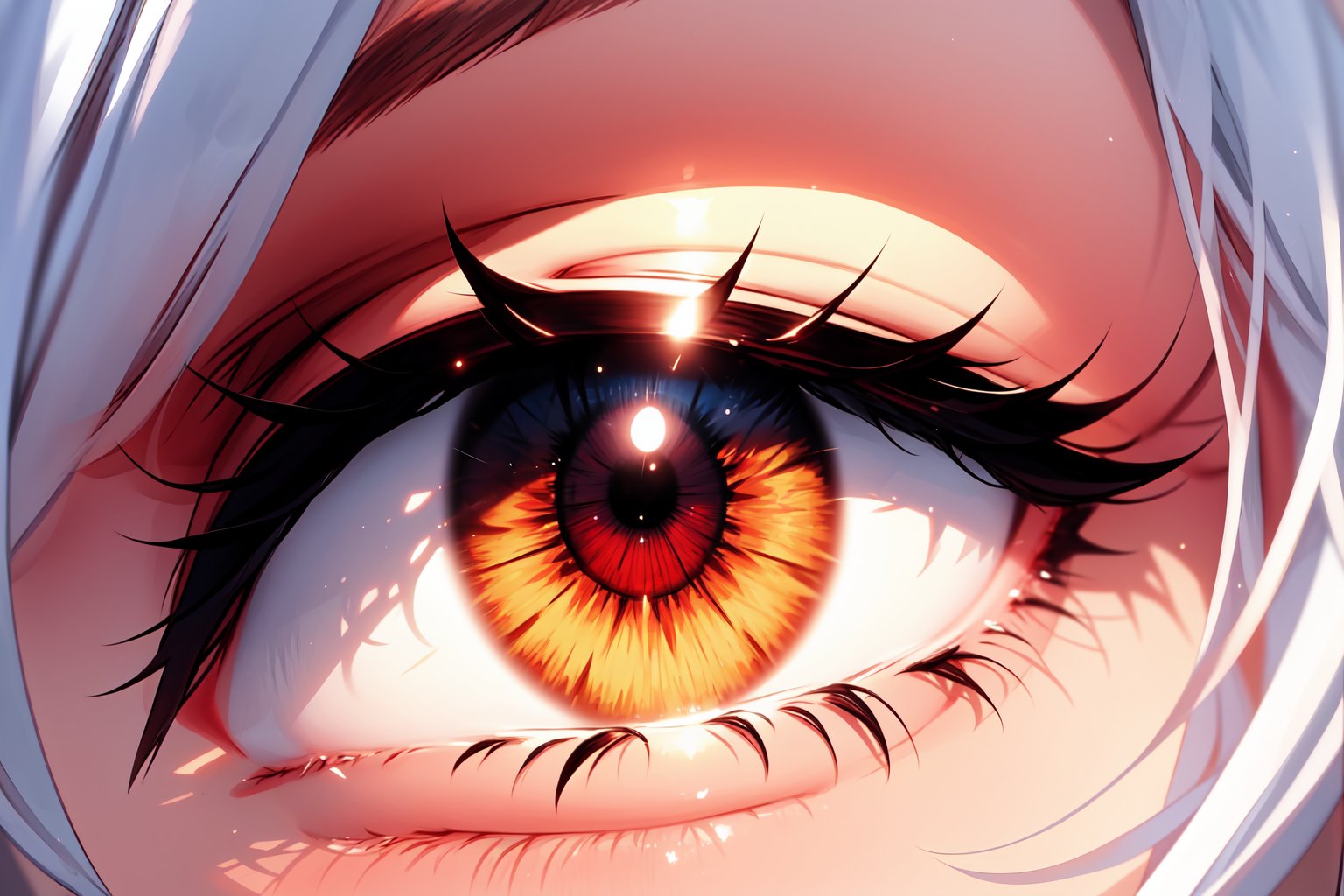 beautiful and detailed iris of the eyes, red iris, image focused only on the character's gaze, Beautiful eyes