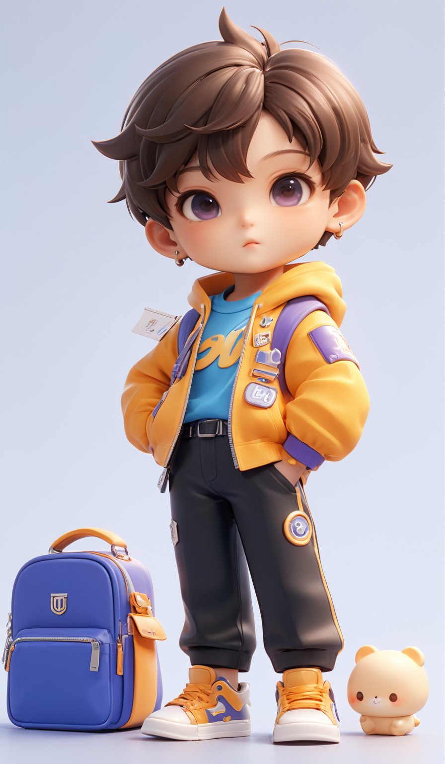 3D IP\(hubgstyle)\,
masterpiece, best quality,8K,official art, ultra high res, 1boy,chibi, full body, student,