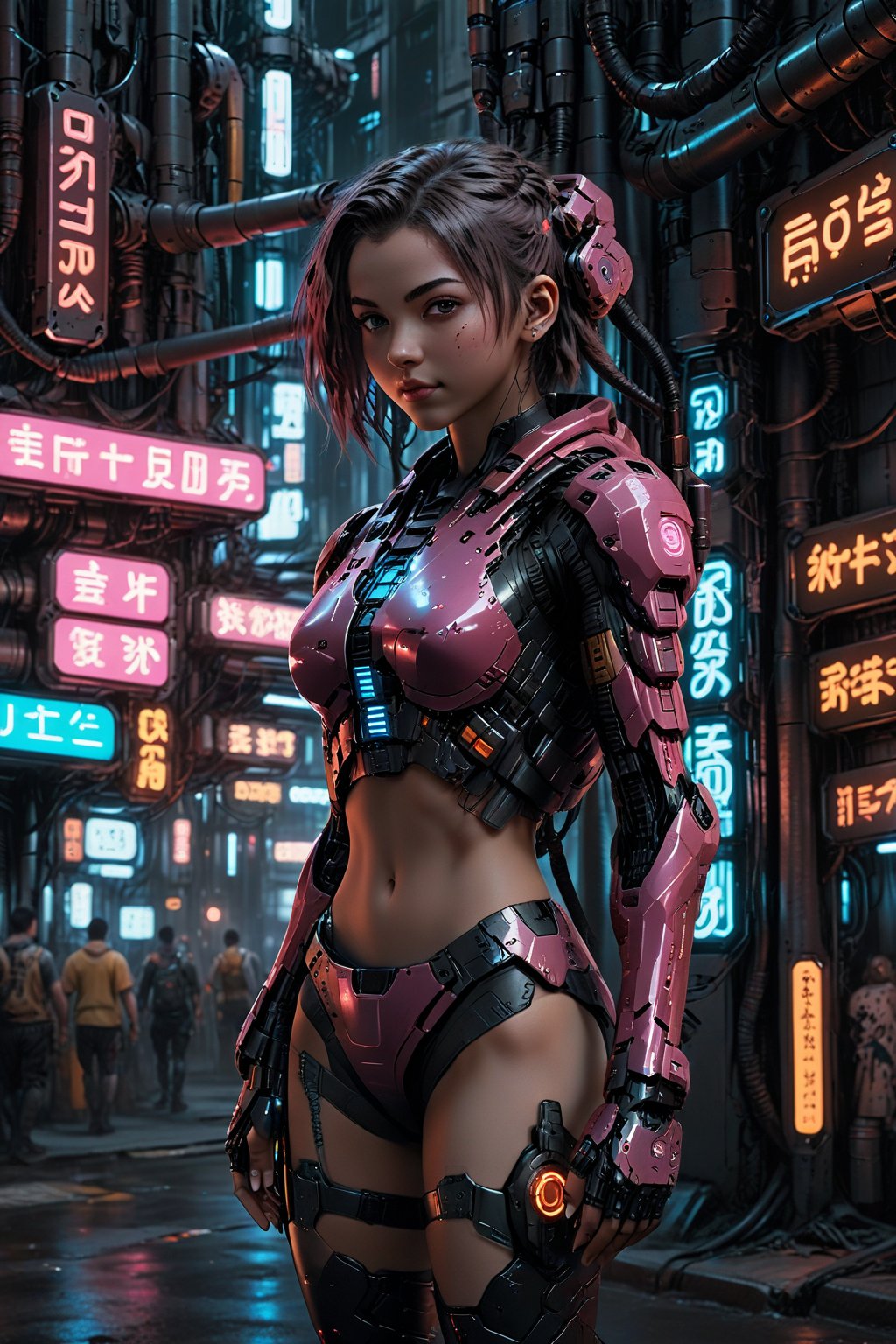 score_9, score_8_up, score_7_up, score_6_up, score_5_up, score_4_up, 
(highres, masterpiece, ultra-detailed), cute mecha girl in cyberpunk setting, advanced armor with animal motifs, glowing eyes, playful grin, busy street background, futuristic store fronts, vibrant color dynamics, digital skyline, FuturEvoLab-Lora-Cyberpunk,FuturEvoLab-lora-mecha