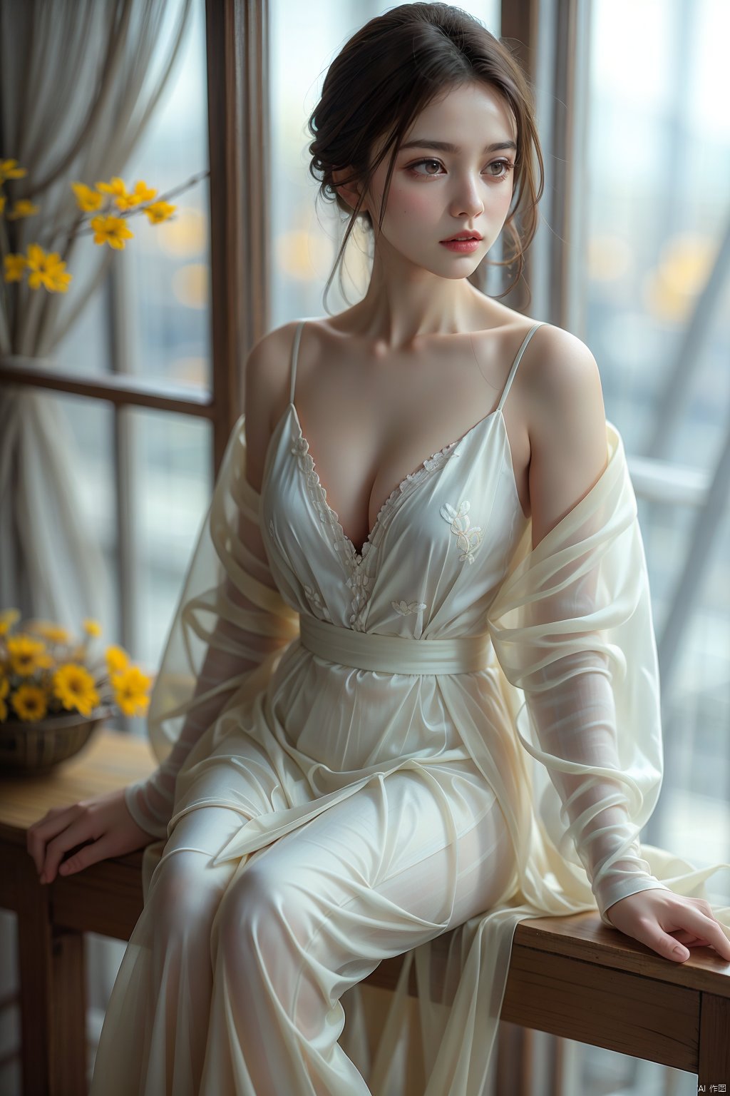 1girl,solo,looking at viewer,cleavage,falling,rippling autumn waters,serene autumn:1.5,bsurdres,highly detailed,official art,extremely detailed CG,unity 8k wallpaper,best quality,masterpiece,cheongsam,embroidered jacket,silk pants,jade accessories, xl, yy