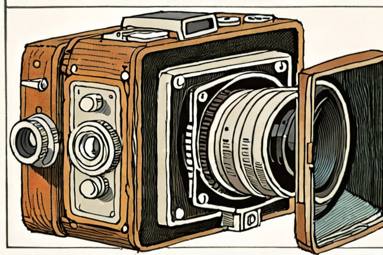 cross-section Illustration of a film camera by David Macaulay 