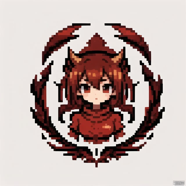  red dragon, 2D,logo,symbol, design, icon, bianping,No humans, simple background, bianping,！, (masterpiece, simple drawing,red dragon, omedoll,16 bit pixel painting