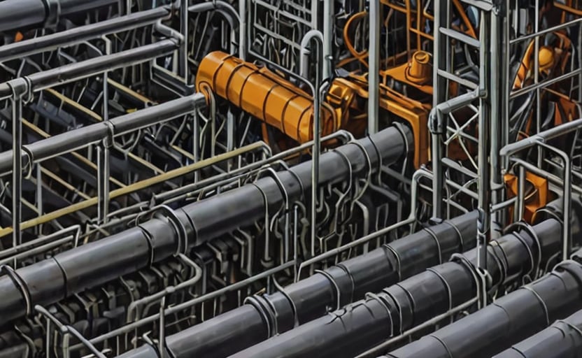 a frame of a animated film of  a large factory machine, style akirafilm 