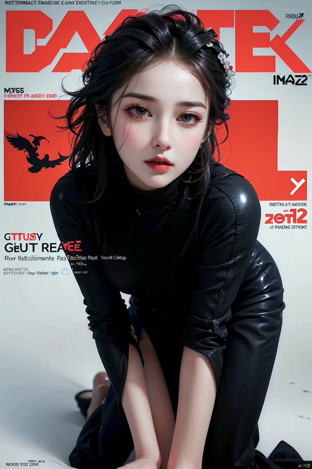 ,(8k, RAW photo, best quality, masterpiece:1.2),(((full body:1.2))),((((realistic, photo realistic:1.5)))),(beautifuly detailed eyes:1.2),((front view:1.3)),Fashion Magazine coverï¼A handsome female model,((((dramatic))), (((Gritty))), (((intense))) film poster featuring a young miss as the central character. She stands confidently in the center of the poster, wearing a fashionable and edgy Full set of equipment, with a determined Express on her face. The background is dark and Gritty, with a sense of danger and intensity. The text is Bold and striking, with a catchy tagline that adds to the overall feeling of drama and excitement. The color palette is mainly dark with splashes of Full of energy colors, giving the poster a Dynamic and visually striking appearance,vertical painting (Magazine:1.3), (cover-style:1.3), Fashionable, miss, Full of energy, Full set of equipment, posture, front, colorful, Dynamic, background, element, confident, Express, Keep, statement, Accessories, majestic, coiled, about, touch, Scenes, text, cover, Bold, striking, title, fashionable, font, catchy, title, big, striking, modern, trend, focus, Fashion,,,fair_skin,shiny_skin,, ,,,,