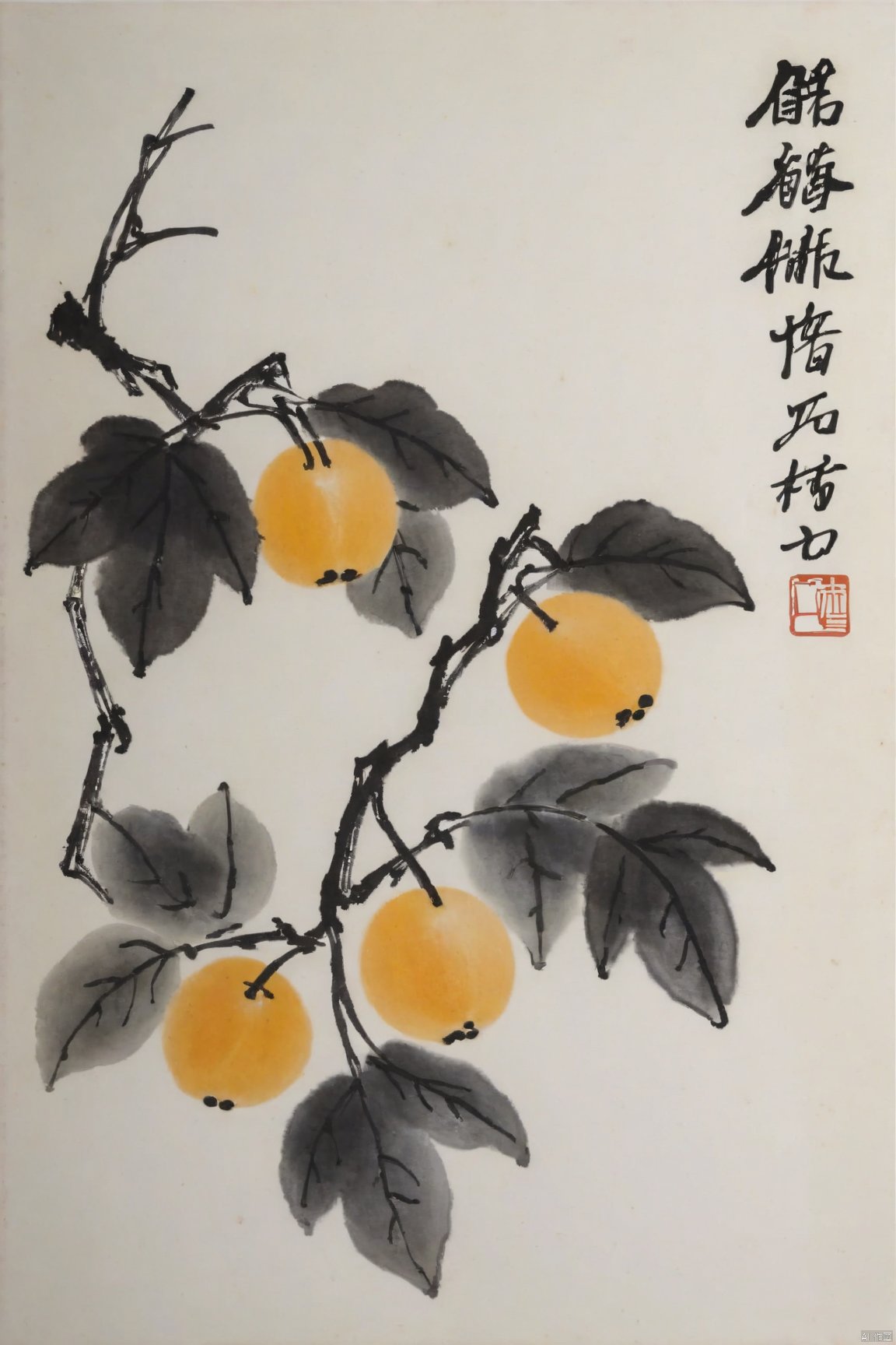 Qi-Baishi,fruit,animal,flower,leaf, traditional chinese ink painting