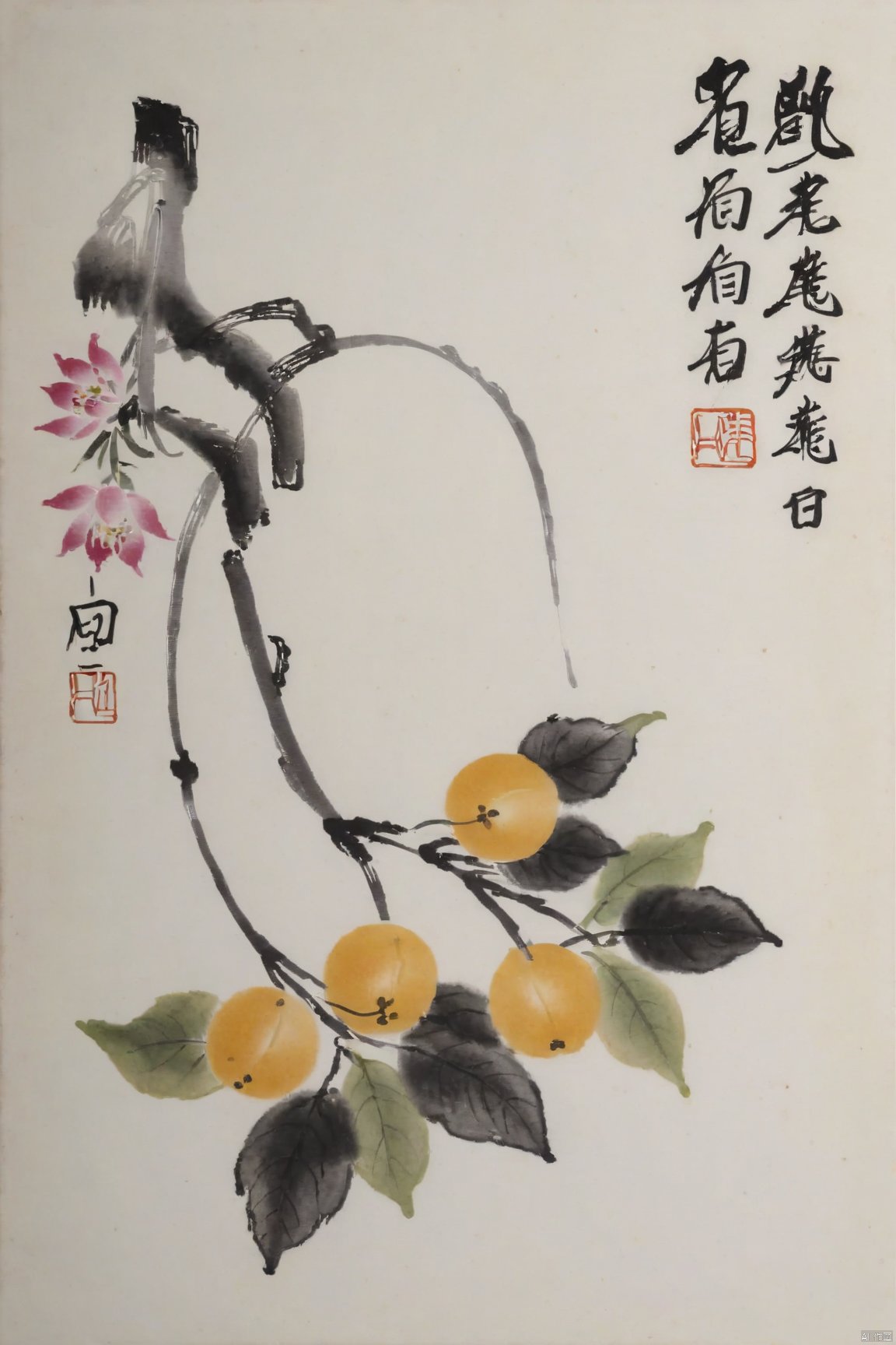 Qi-Baishi,fruit,animal,flower,leaf, traditional chinese ink painting