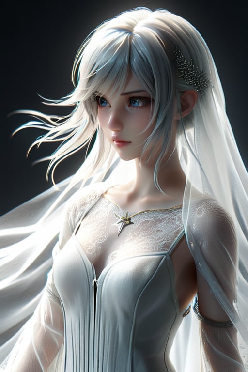3drender, final fantasy,realistic,minimalism style,ghostly beauty,natural skin texture