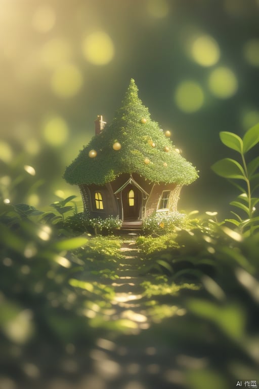 House built with trees, presence, so many elves ((best quality)), ((intricate details)), ((surrealism)) (8k)