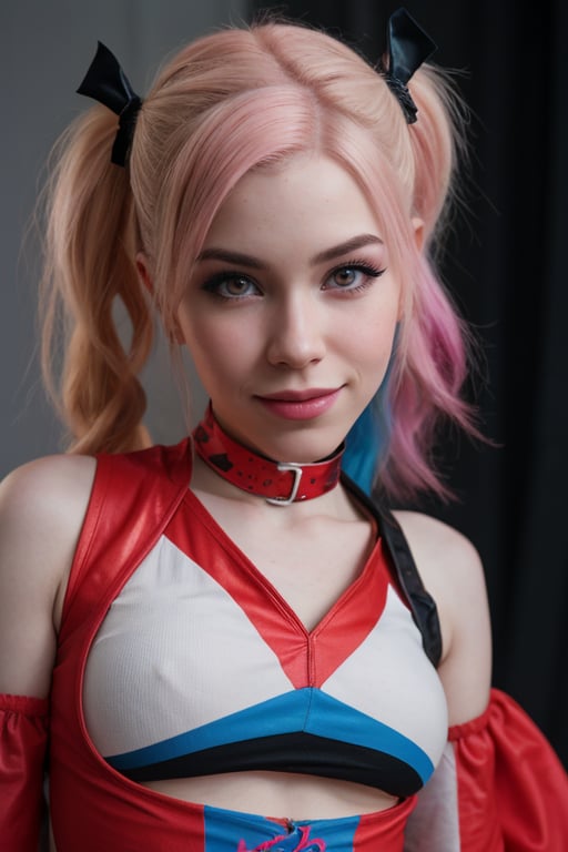 hyperrealistic photo of Belle Delphine as Harley Quinn, 