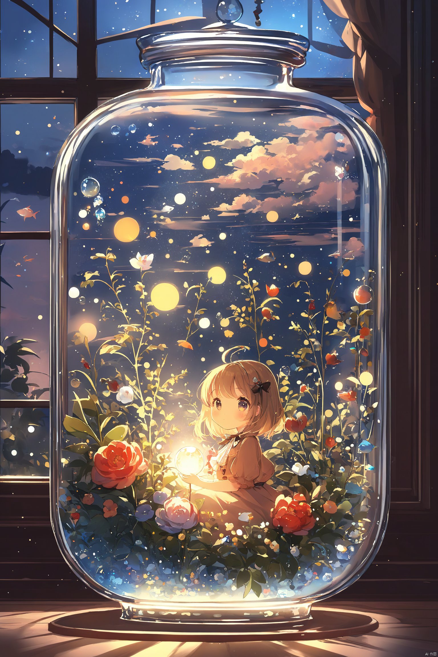 1girl,solo,cute,in glass,atmosphere_X,best quality,beautiful,extremely detailed,masterpiece,very aesthetic