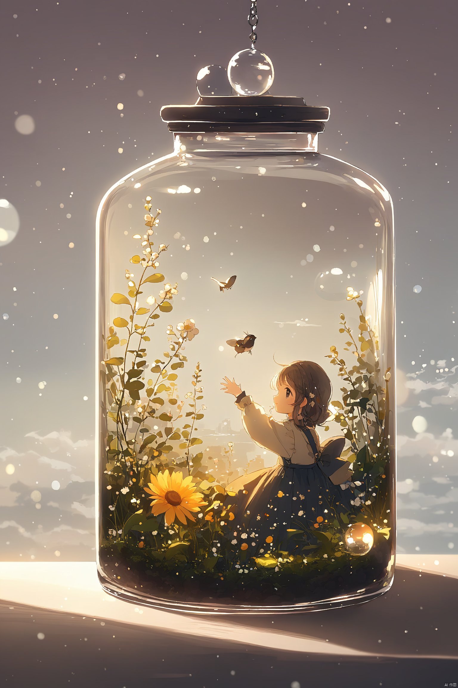 1girl,cute,Atmosphere_X,in glass,beautiful,masterpiece,best quality,very aesthetic,extremely detailed