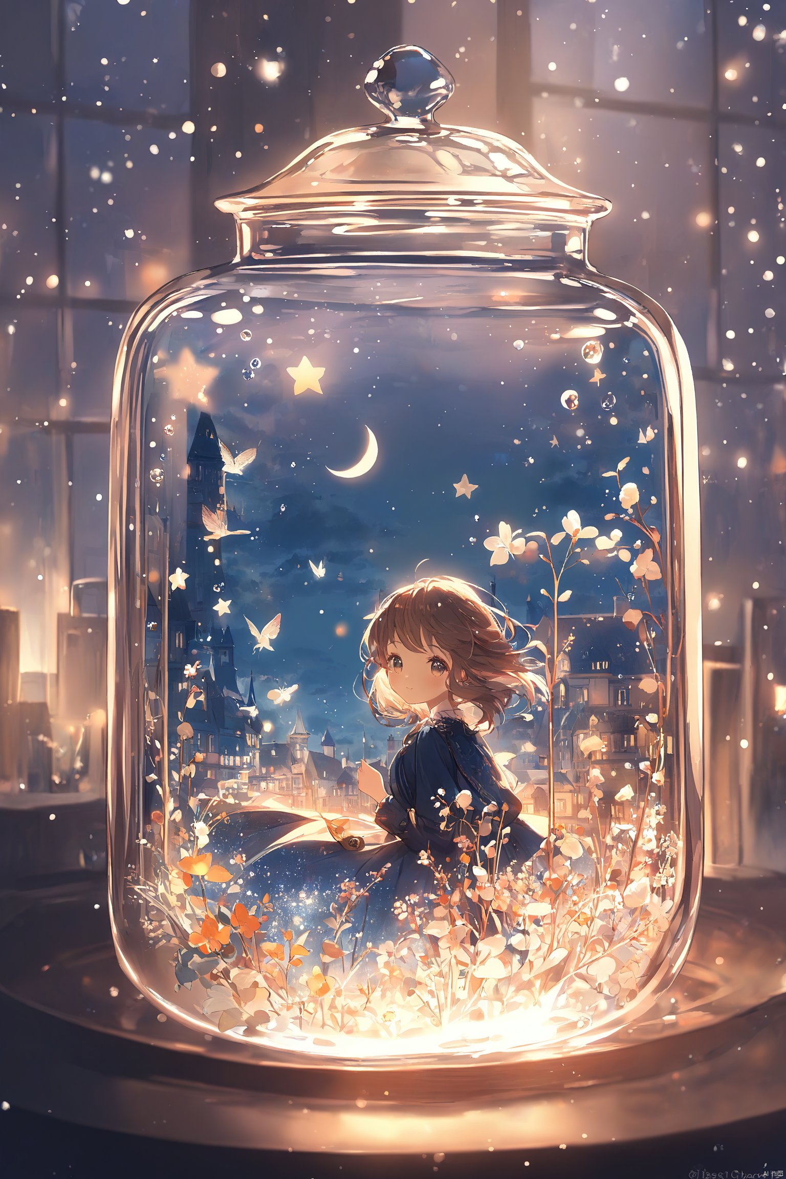 1girl,solo,cute,in glass,atmosphere_X,best quality,beautiful,extremely detailed,masterpiece,very aesthetic