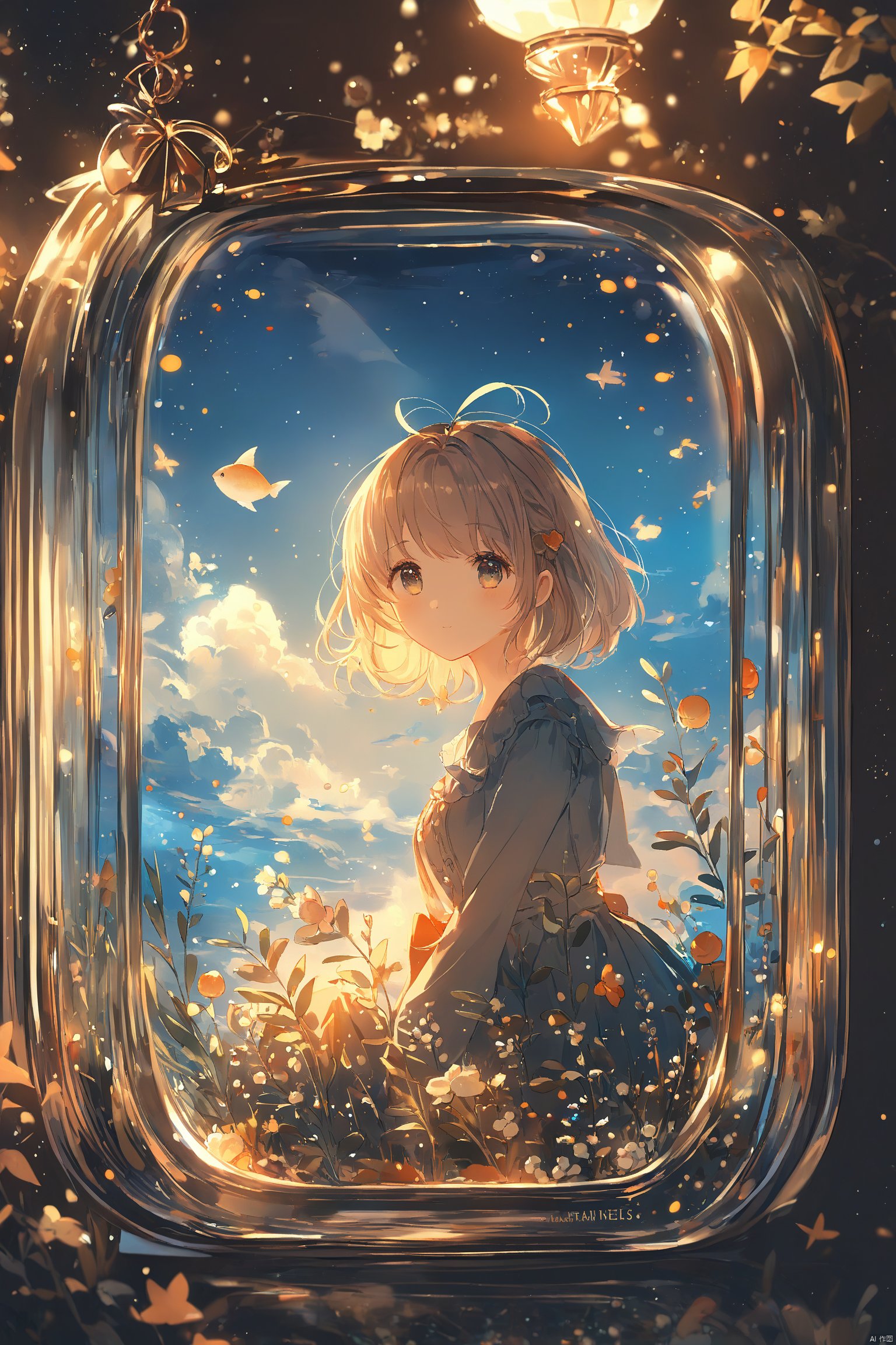 1girl,solo,cute,in glass,atmosphere_X,best quality,beautiful,extremely detailed,masterpiece,very aesthetic