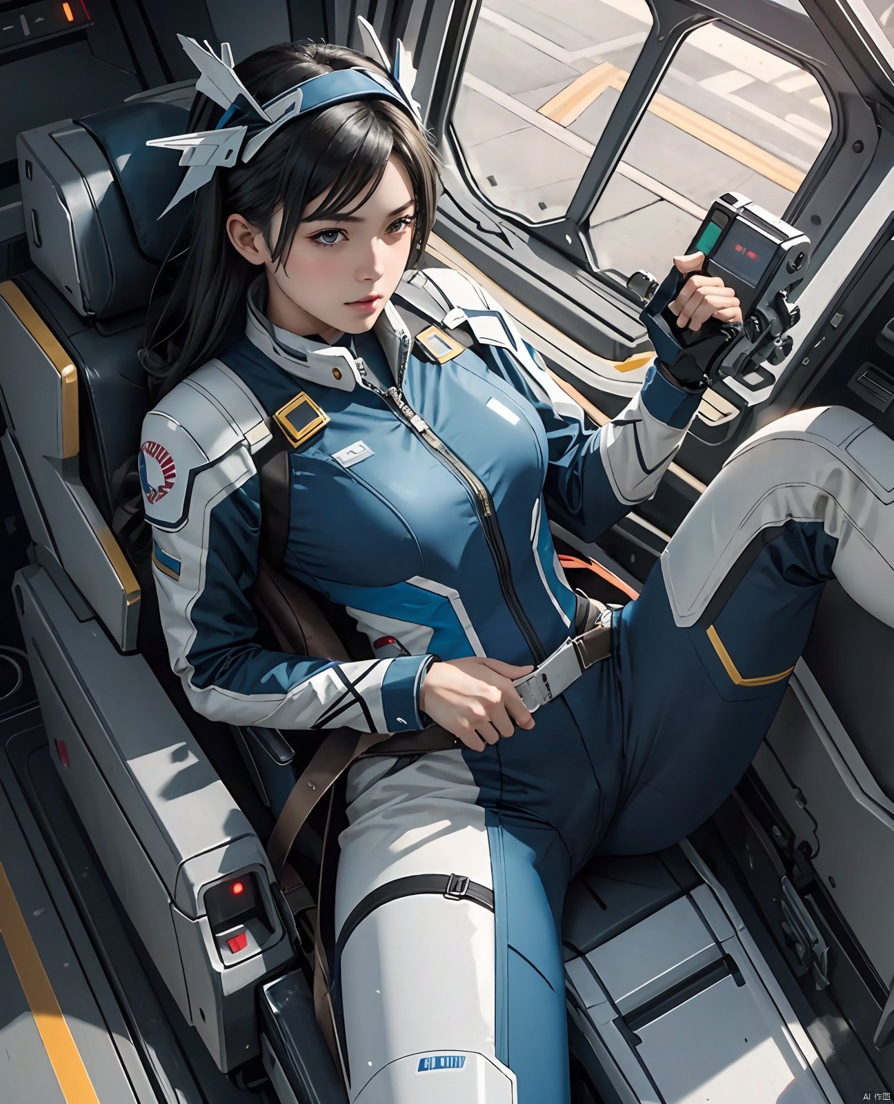  (masterpiece,best quality:1.2),finely detail,(extremely detailed CG unity 8k wallpaper),Amazing,intricate detail,science fiction,super fucking cool,from above,
1girl,airfoil headdress,fighter girl,mechanical restraints,stationary restraints,
sitting,detailed mechanical seat,mecha musume,(in cockpit),sex machine,
spread legs, aviation pressure suit,(beautiful detailed girl),bishoujo,