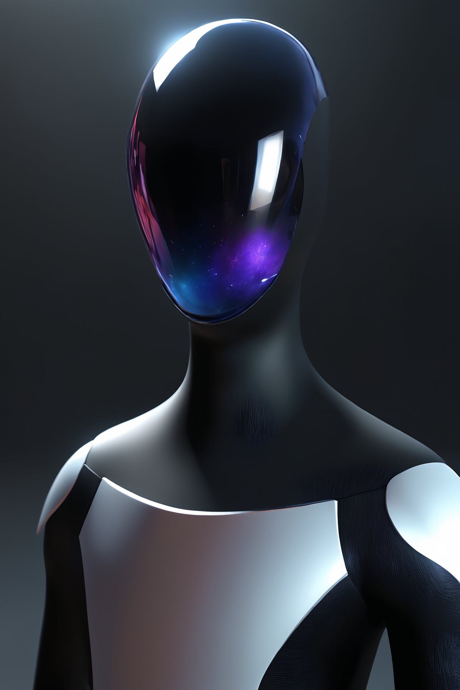 ParallelObserver, colorgalaxy reflected on a reflexive helmet, helmet, 1boy, bodysuit, leather overcoat, front-view, upperbody, black long coat, detailed, 3d render, unreal engine,colorgalaxy,disney pixar style,white body