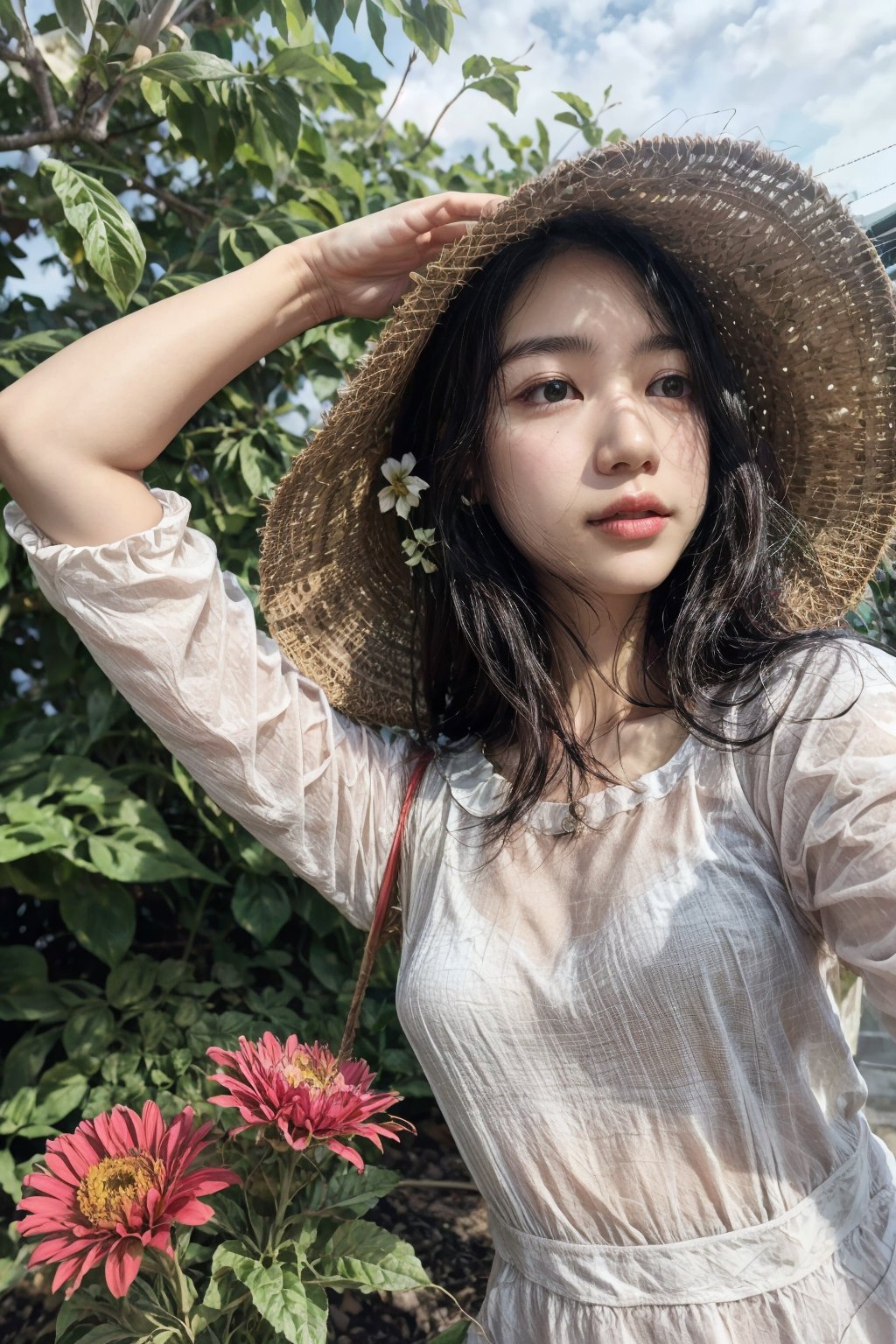 1girl,garden,flower