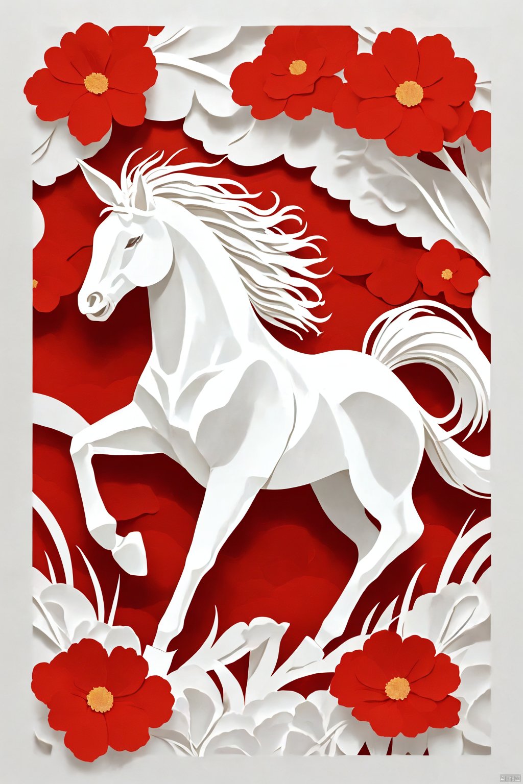  fdjz
solo
flower
no humans
animal
white flower
red flower
animal focus
horse
egasumi
white background, jjmx,Monochrome