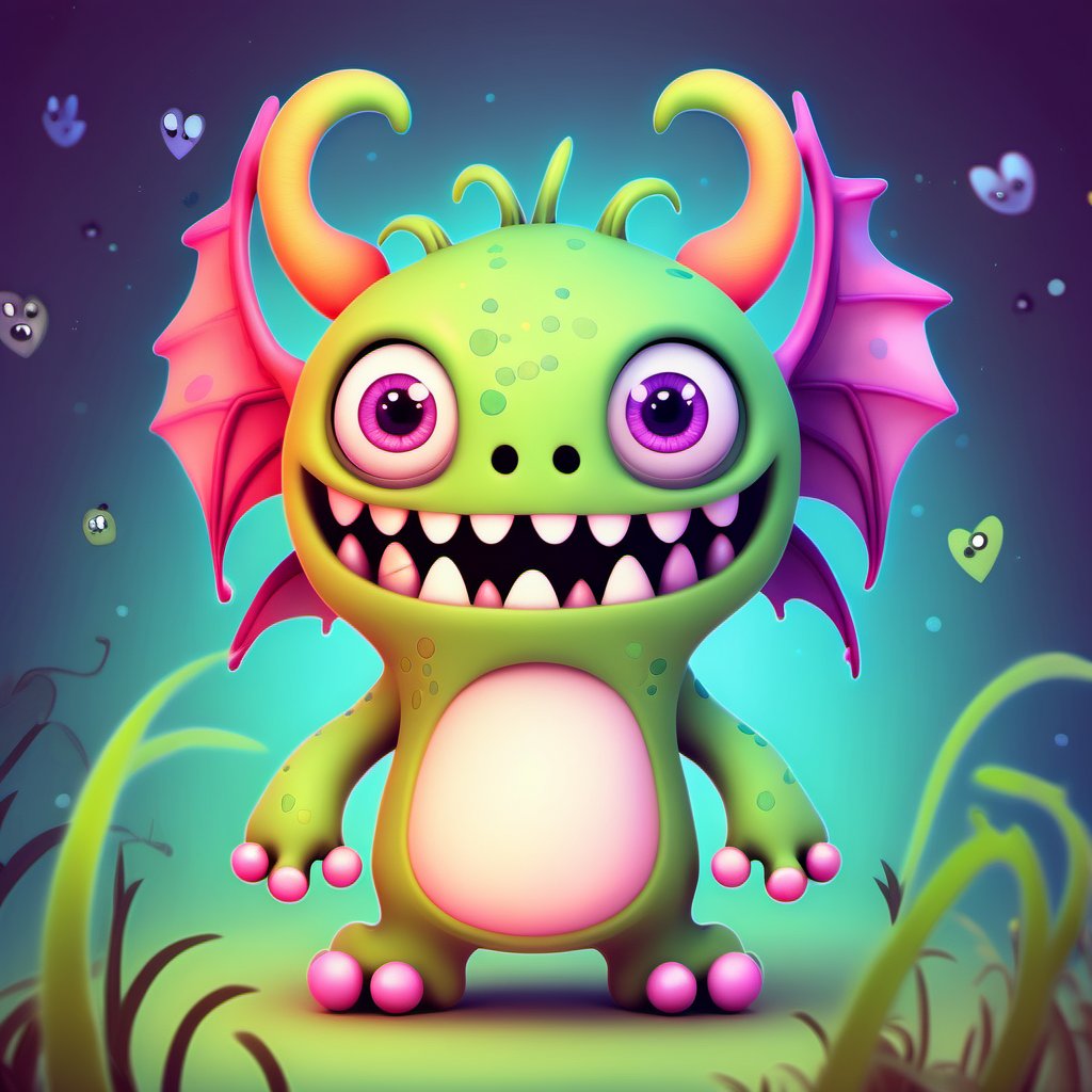 TENDER cute monster cartoon,creatures fantastic, high resolution