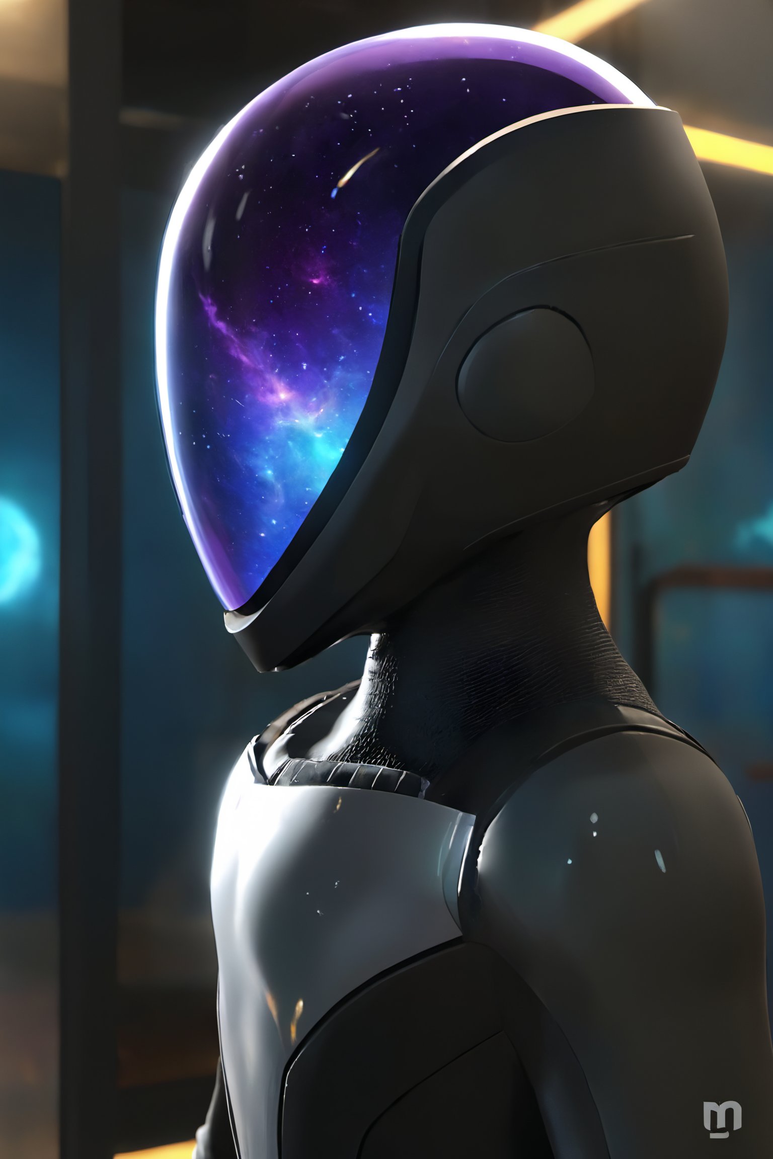 ParallelObserver, (colorgalaxy reflected on a reflexive helmet), helmet, 1boy, (leather overcoat), front-view, upperbody, black long coat, detailed, 3d render, unreal engine, colorgalaxy,disney pixar style