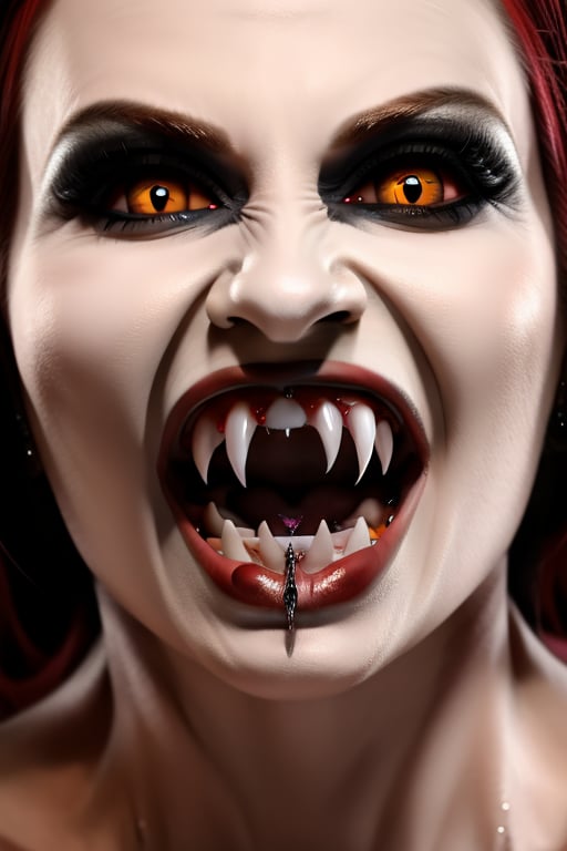 1 girl, Vampire, large(extremely sharp) fangs,Masterpiece