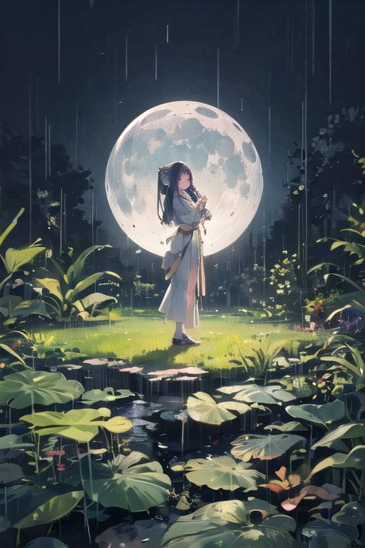 Create a captivating and enchanting scene featuring a plant in the rain under the moonlight. Develop a series of artworks with meticulous attention to detail,  ensuring high-resolution visuals ranging from 4k to 8k for an immersive experience. Aim for a masterpiece quality (aspect ratio: 1.2) that evokes the unique beauty of the plant,  rain,  and moonlit atmosphere.Visualize the plant gracefully interacting with raindrops under the soft glow of the moon. Craft each scene to highlight the different nuances of this magical environment—perhaps the rain sparkles as it falls,  and the plant's leaves glisten with droplets. Consider portraying the plant in various stages,  from gentle drizzles to more intense rainfall.Detail the moonlit sky with the celestial glow casting shadows and reflections. Convey a sense of tranquility,  magic,  and natural harmony in each artwork. Experiment with different perspectives,  showcasing the plant's interaction with rain under the captivating moonlight.Ensure each piece in the series captures a unique aspect of this enchanting scene,  celebrating the dance between the plant,  rain,  and moon in a visually stunning and emotionally resonant way.,,,ELF