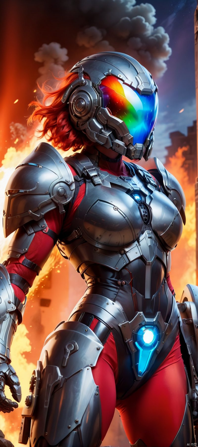 1 girl, Flame body, masterpiece, top quality,phoenix dark is x-men, beautiful and aesthetic:1.2, (1girl:1.3), (full body:1.5),red suitbody ,looking at viewer,fire hair, extreme detailed,(fire hands:1.5),fire,smoke,goddess, detailed, detail fingers, detail face, masterpiece,ultra realistic,32k,extremely detailed CG unity 8k wallpaper, best quality, Cinematic photography, movie mood, cinematic light, compelling composition, storytelling elements, conveys emotion, mood, and narrative depth, creating visually striking images that feel like still frames from a film, Cinematic portrait photography, capture subject in a way that resembles a still frame from a movie, cinematic lighting, story, narrative quality, drawing viewers into the scene and evoking a sense of cinematic immersion, capturing emotion, professional, engaging, compelling composition, night photography, nocturnal beauty, city lights, starry skies, celestial wonders, moonlit landscapes, urban glow, capturing the essence of darkness, ethereal atmosphere, dramatic shadows, magical ambiance, long exposure techniques, expert use of light sources, Heavenly Breasts,COLORFUL GRADIENT,score_9_up score_8_up score_7_up,DAMIMI,Spear and Shield,UTASHIMADG fishnets mecha leotard armor, HKMAGIC,Wearing fist gauntlets, HKSTYLE,MECHA ANGEL SOLDIER,((Hold spear and huge shield in front of body:1.5)),Hold spear and Shield,MAD-HVYBDYARMR HEAVY BODY ARMOR HELMET, Spell rings,***y body