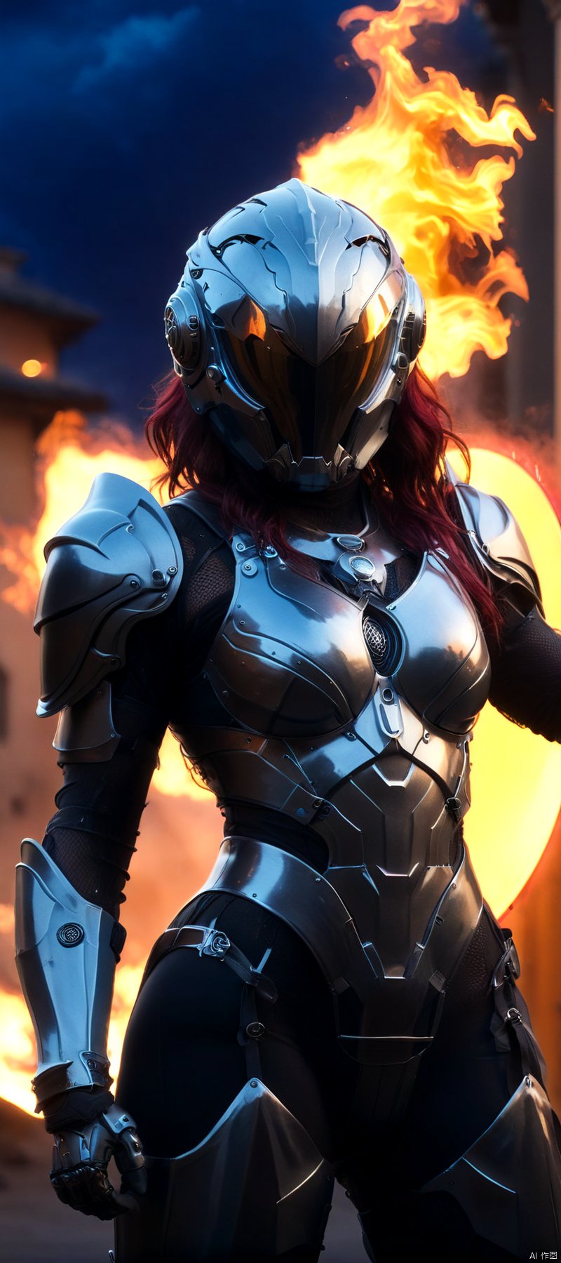 1 girl, Flame body, masterpiece, top quality,phoenix dark is x-men, beautiful and aesthetic:1.2, (1girl:1.3), (full body:1.5),red suitbody ,looking at viewer,fire hair, extreme detailed,(fire hands:1.5),fire,smoke,goddess, detailed, detail fingers, detail face, masterpiece,ultra realistic,32k,extremely detailed CG unity 8k wallpaper, best quality, Cinematic photography, movie mood, cinematic light, compelling composition, storytelling elements, conveys emotion, mood, and narrative depth, creating visually striking images that feel like still frames from a film, Cinematic portrait photography, capture subject in a way that resembles a still frame from a movie, cinematic lighting, story, narrative quality, drawing viewers into the scene and evoking a sense of cinematic immersion, capturing emotion, professional, engaging, compelling composition, night photography, nocturnal beauty, city lights, starry skies, celestial wonders, moonlit landscapes, urban glow, capturing the essence of darkness, ethereal atmosphere, dramatic shadows, magical ambiance, long exposure techniques, expert use of light sources, Heavenly Breasts,COLORFUL GRADIENT,score_9_up score_8_up score_7_up,DAMIMI,Spear and Shield,UTASHIMADG fishnets mecha leotard armor, HKMAGIC,Wearing fist gauntlets, HKSTYLE,MECHA ANGEL SOLDIER,((Hold spear and huge shield in front of body:1.5)),Hold spear and Shield,MAD-HVYBDYARMR HEAVY BODY ARMOR HELMET, Spell rings