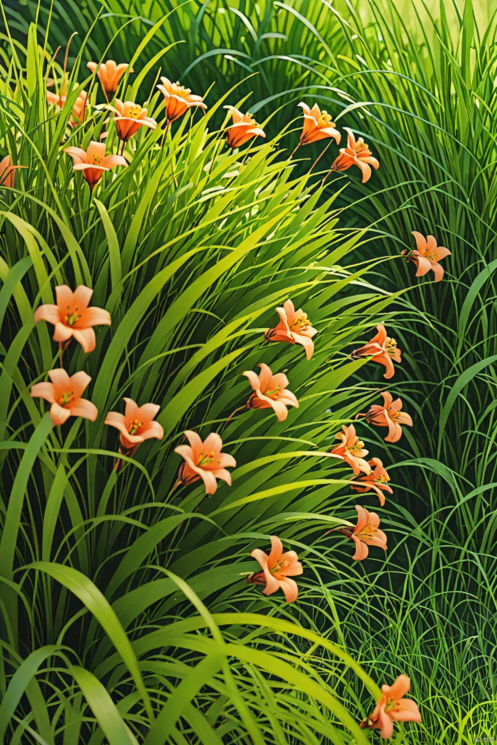 Flower and grass bushes ,