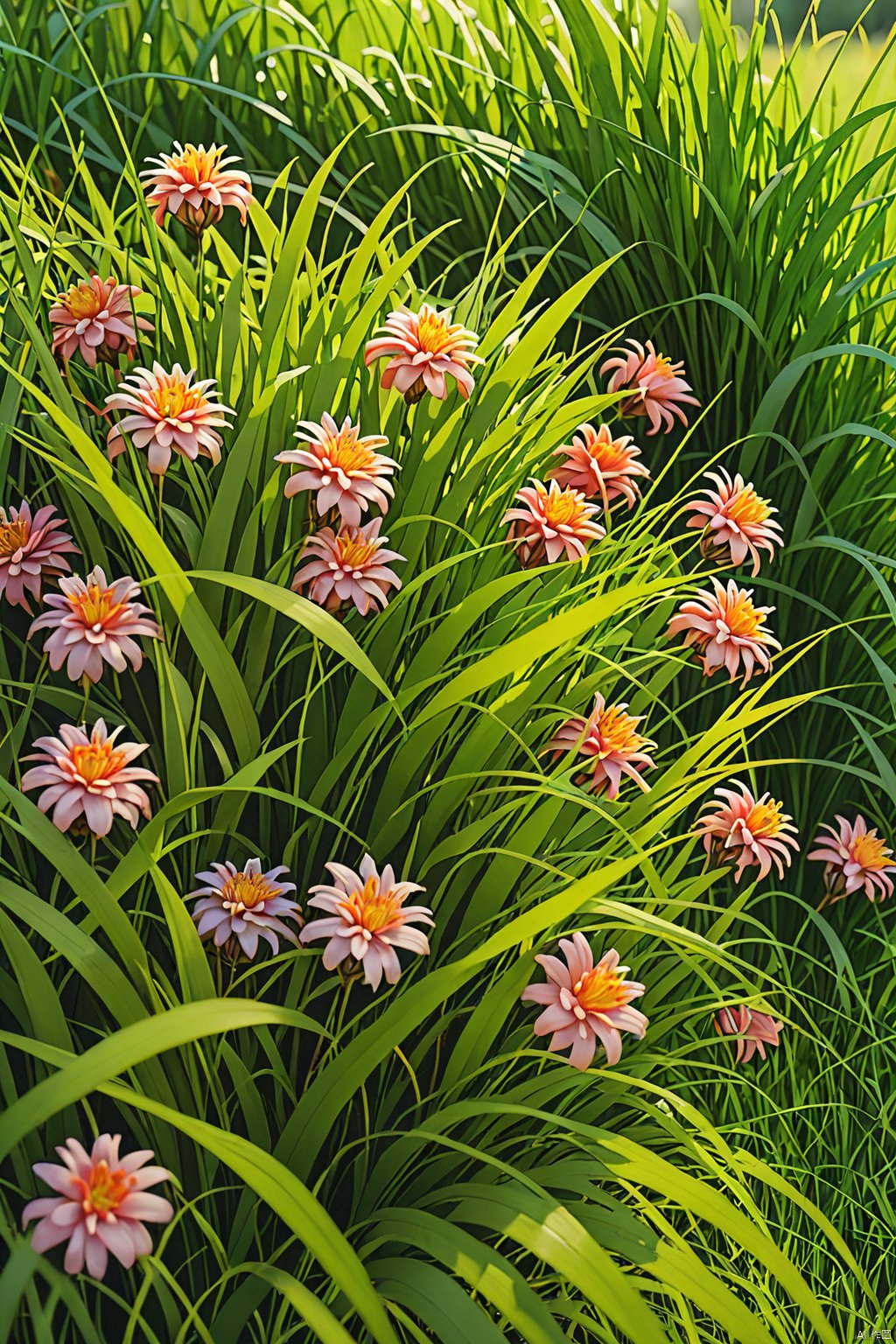 Flower and grass bushes ,