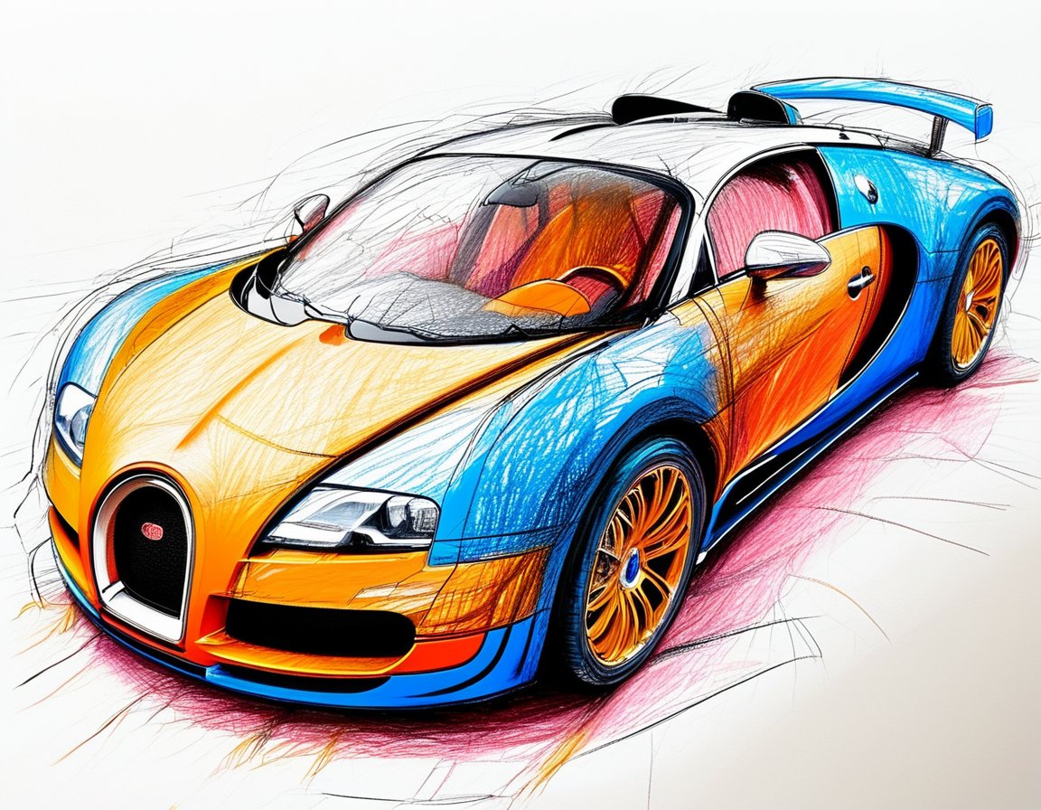 color mdsktch sketch of a bugatti veyron