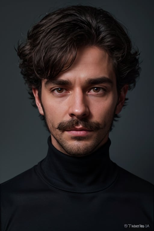 realistic, detailed, extremely detailed, Photorealistic, masterpiece, beautiful lighting, real image, hyperrealistic, 8k, cinematic, best shadow, detailed background, exquisite facial features, full body,

(((( realistic, upper body portrait, handsome man, with mustache, wearing turtle neck, white background, ))))), Hyperrealistic photo,