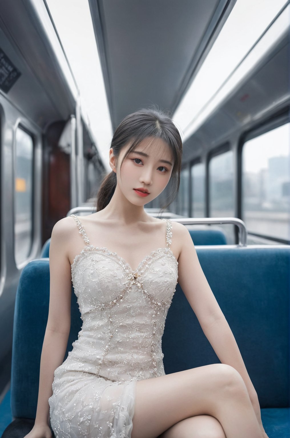 ultra-wide angle, depth of field, hyper detailed ,hubggirl,
Cinematic Photo of a beautiful Chinese fashion model bokeh train