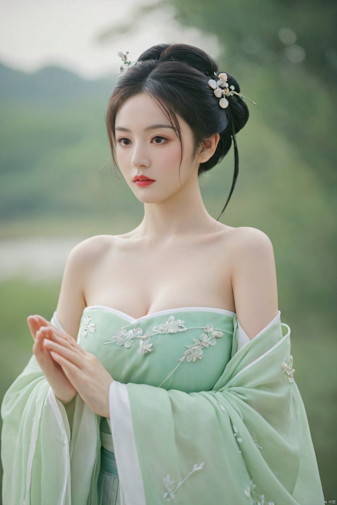 Surrealist beauty photo, hanfu,Xtianxiwei,(big_breasts:1.89),1girl,