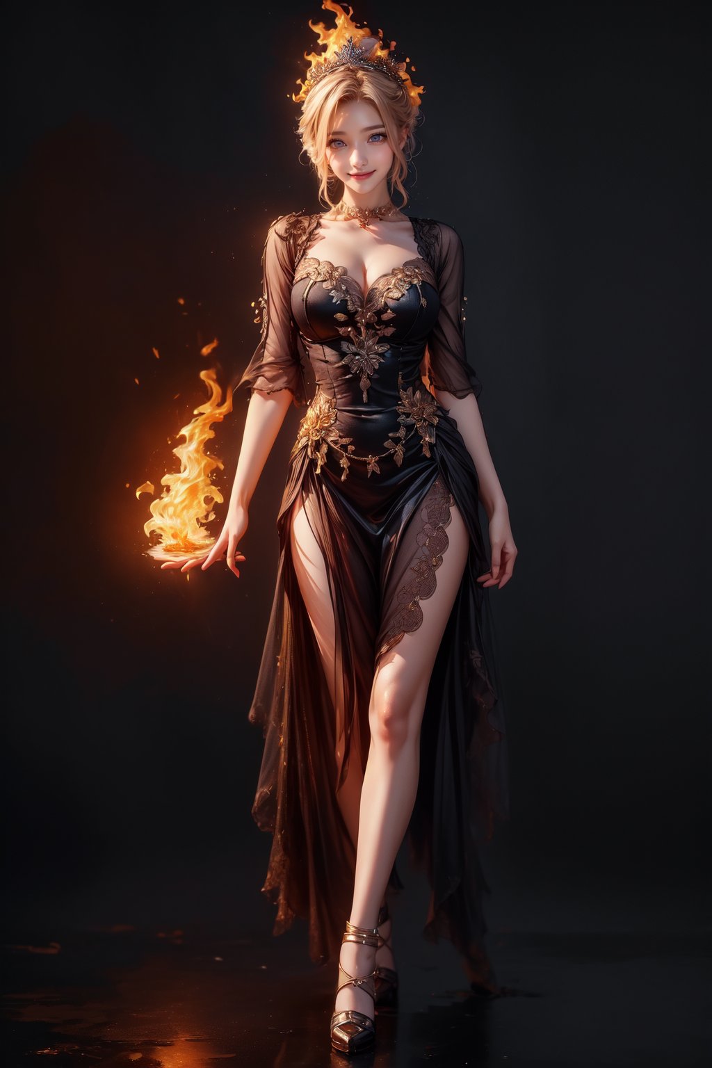 (masterpiece, high quality:1.5), (8K, HDR), masterpiece, best quality, 1girl, solo, full_body, black background, FuturEvoLabFlame, 