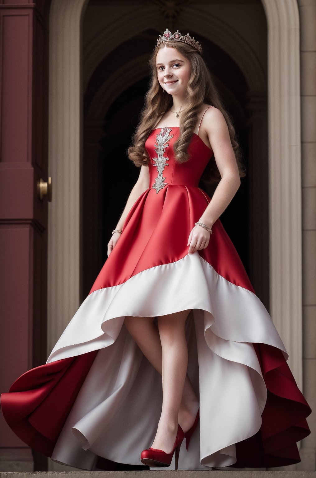 (masterpiece), 1girl, long hair,  , (smile:0.5), dress, ,Girl ,Queen , crown
Red dress 