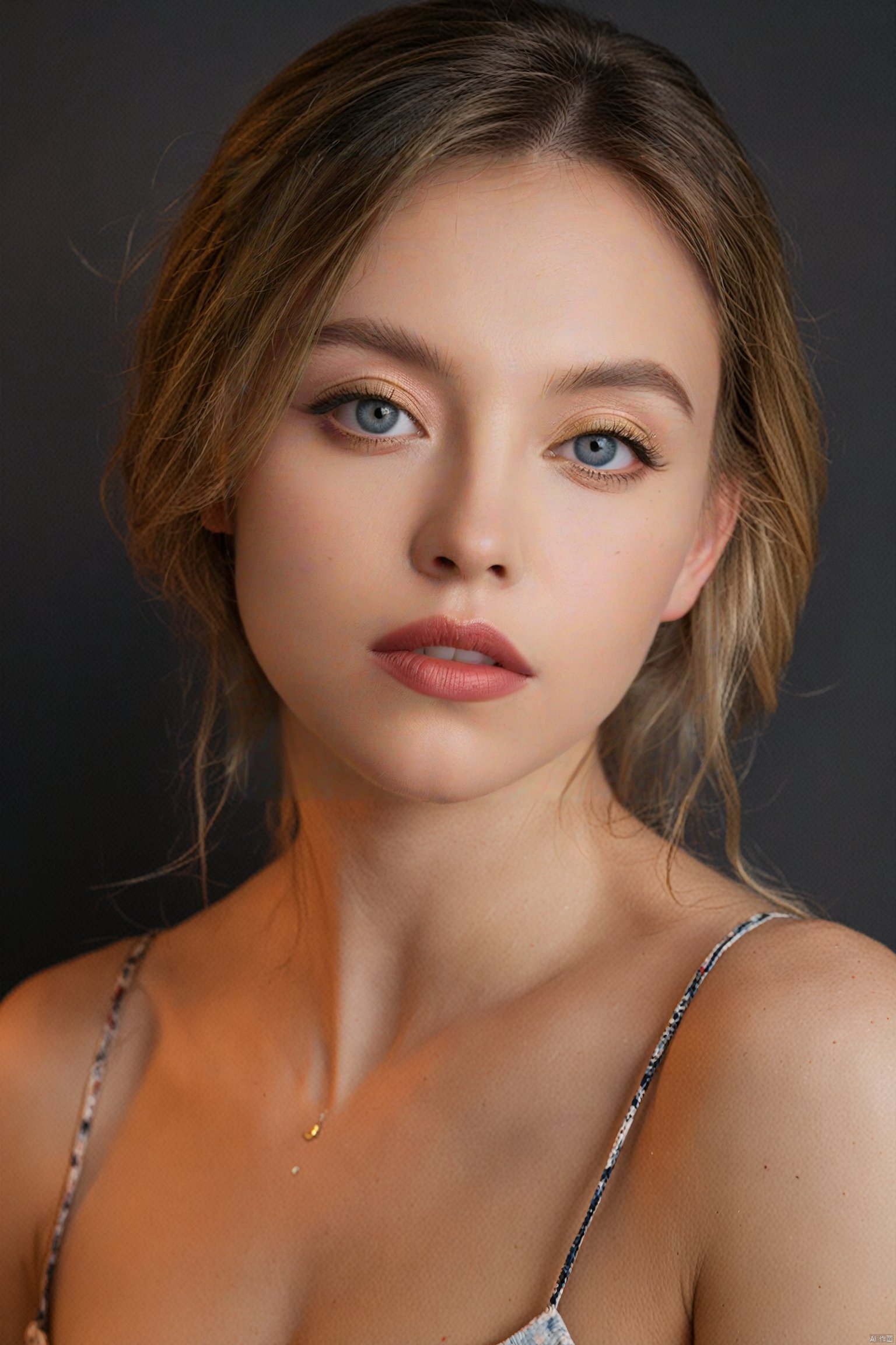  analog style,modelshoot style,portrait of sks woman,epic (photo, studio lighting, hard light, sony a7, 50 mm, matte skin, pores, colors, hyperdetailed, hyperrealistic), Sydney Sweeney