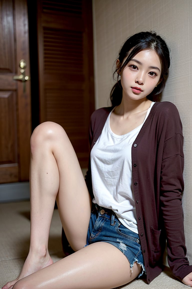 bestquality,masterpiece,1girl,solo,((shorts)),sitting,