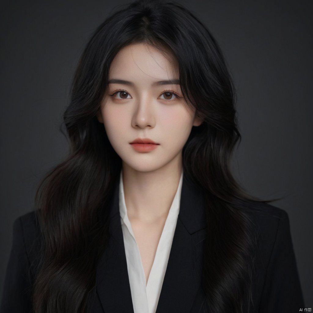  solo,highly detailed,(best quality),((masterpiece)),1girl,black hair,simple_background,long hair,see-through,,looking_at_viewer,black_background,upper body,blazer,