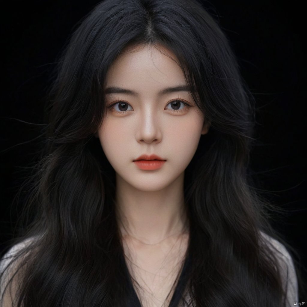  solo,highly detailed,(best quality),((masterpiece)),1girl,black hair,simple_background,long hair,see-through,,looking_at_viewer,black_background,upper body,