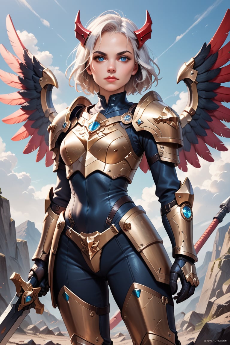 score_9, score_8_up, score_7_up, score_6_up, score_5_up, score_4_up,, 1girl, armor, weapon, wings, solo, shoulder armor, blue eyes, pauldrons, white hair, looking at viewer, power armor