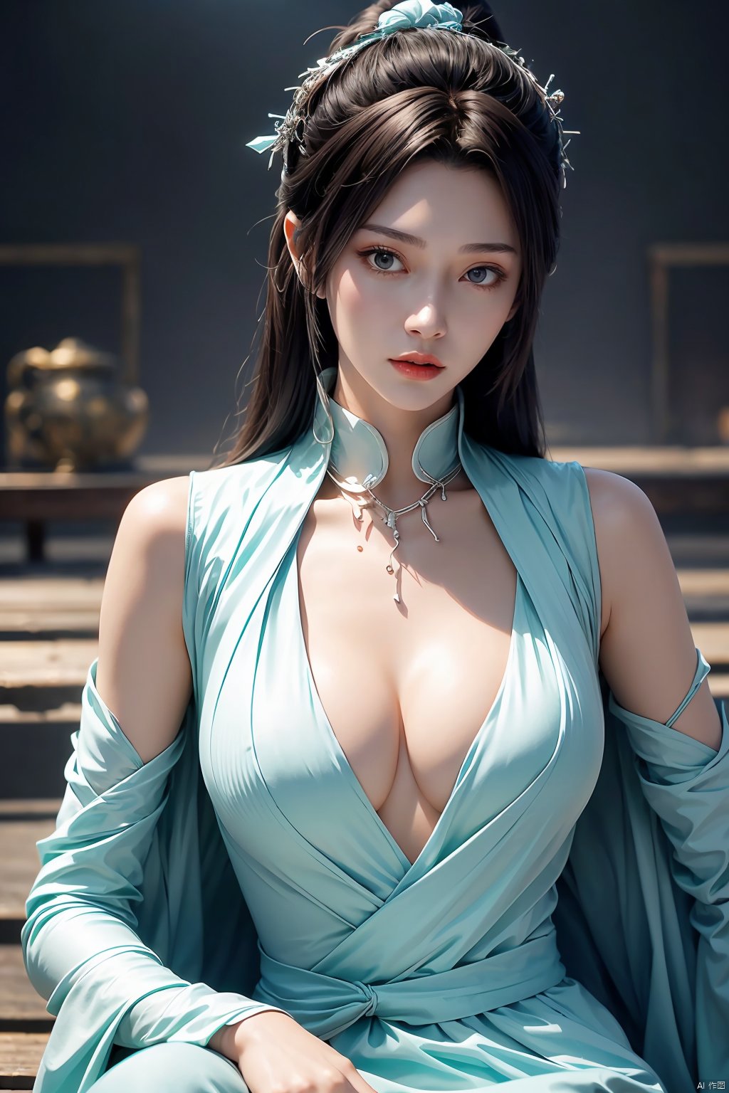 masterpiece,best quality,1girl,sitting, upper body,solo,Xyunyun,big breasts,yuzu,ziling_xianzi,Xtianxiwei