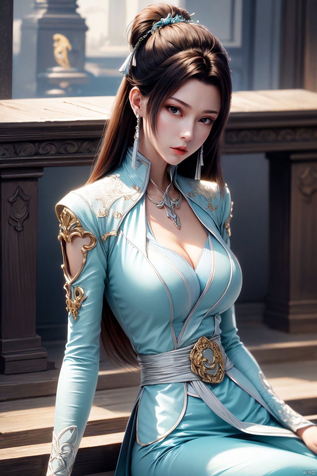 masterpiece,best quality,1girl,sitting, upper body,solo,Xyunyun,big breasts,yuzu,ziling_xianzi,Xtianxiwei