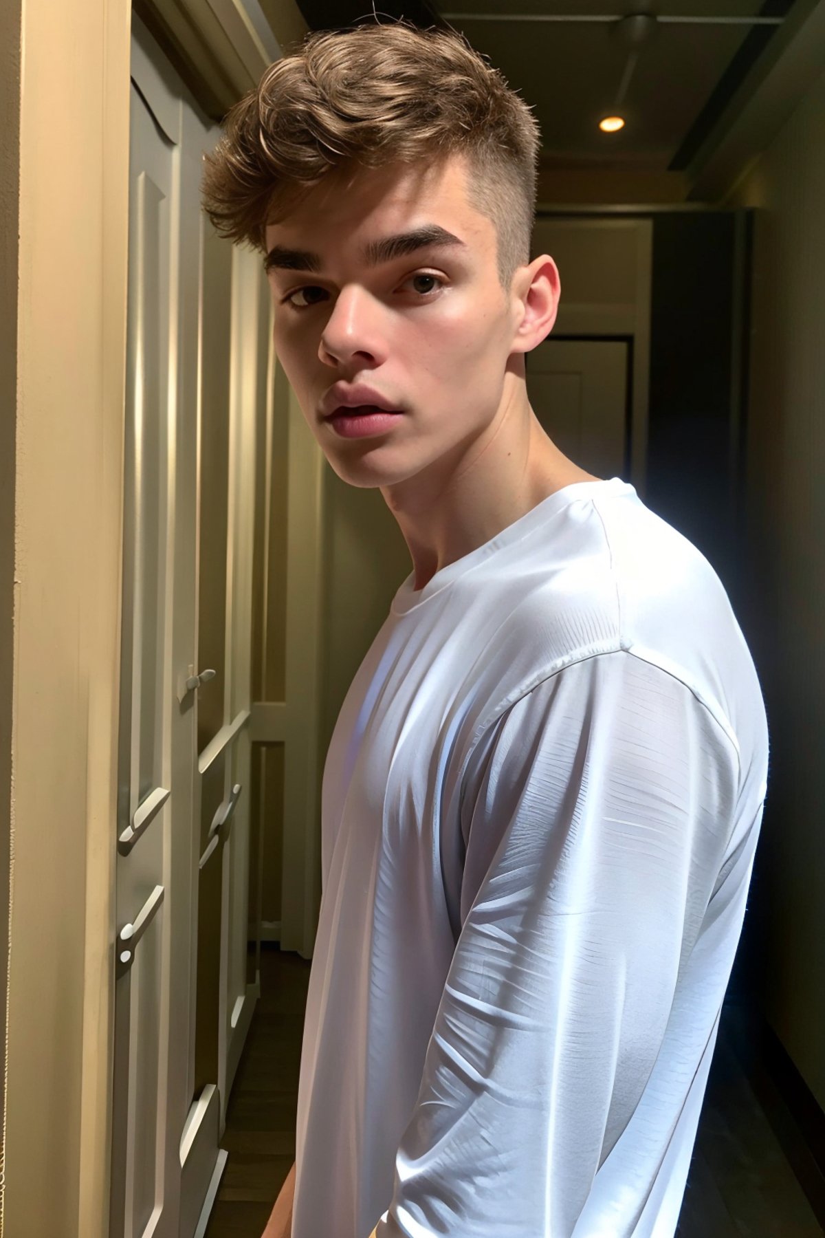 <lora:9B9F68A4BE:0.8> (Cartier Boy, Twink), (1boy), full pouty lips, 18yo, aesthetic, detailed face, subsurface scattering, standing in a stunning alleyway environment, editorial design, key visual, RAW photo, dreamy soft focus, detailed photo, gorgeous, shallow depth of field, bokeh, volumetric lighting, iridescent skin, (surreal:0.4), hyper detailed photorealistic life-like accurate proportional 8k sharp focus, (accurate cinematic lighting), photorealistic detail