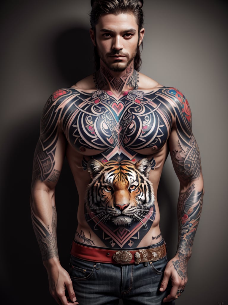 (masterpiece, high quality:1.5), (8K, HDR), 
Tattoo, Tattoos on the arm, (FuturEvoLabTattoo:1.5), Tiger Tattoo, 