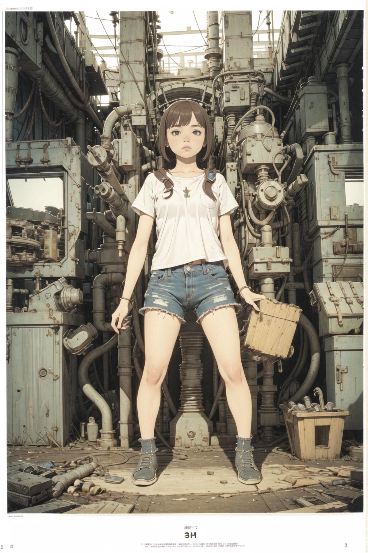 8k,absurdres, highres, ultra detailed, masterpiece, sharp shading,under,Tatsuyuki1girl,kid,abandon staion,monocolor,gaint machine,(obsolete machine:1.3)(solo:1.2),1girl,masterpiece,<lora:Tatsuyuki Tanaka-000009:0.5>  <lora:Migunov2:1>