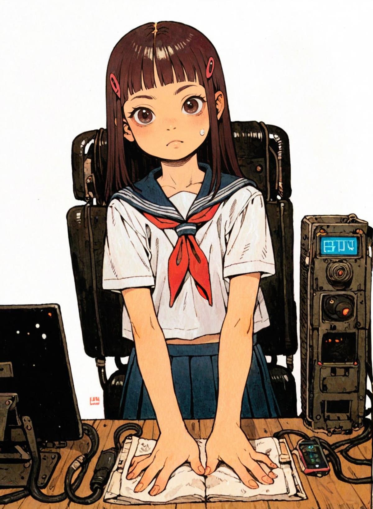 1girl,school uniform,white background,obslete computer machine,tatsuyuk,looking at viewer, <lora:Perfect Hands:1>   <lora:age_slider_v4:-5>  <lora:tatsuyuk:0.8>, score_9, score_8_up, score_7_up, score_6_up, score_5_up, score_4_up,zPDXL